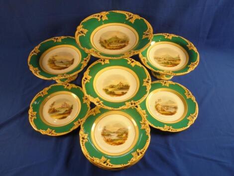 A mid 19thC Staffordshire porcelain part dessert service