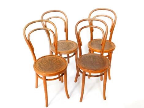 A set of four Polish bentwood chairs, three by Primo, the fourth by Fischel.