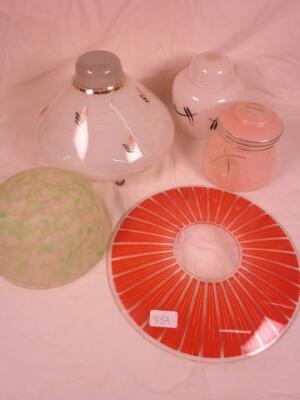 Various glass lamp shades etc