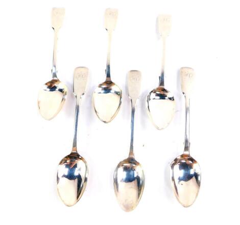 A set of six Victorian silver teaspoons, monogram engraved, Charles Boyton I, London 1841, 3.38oz.