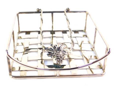 A Silea silver plated napkin basket, 19cm wide, 19.5cm deep.