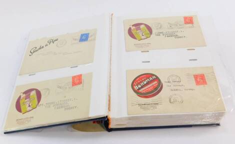 Philately. Smoking memorabilia envelopes and bills, addressed to Captain Yorke, Farnham Surrey, circa 1946-49, representatives cards, etc., in one album.