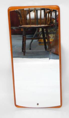 A Danish late 20th teak wall mirror, of oblong form, 76.5cm high, 35cm wide.