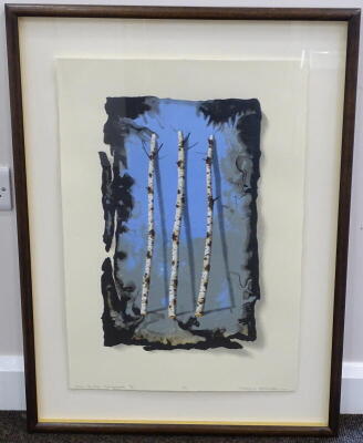 Terence Warren (British 1948). Blue Birch Fragments II, signed, titled and numbered 15/50, screen-print, 64cm x 44cm. - 2