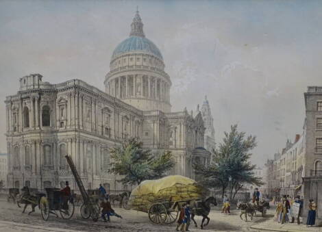 Jules Arnout (French 1814-1868). Dome de la Cathedrale de St. Paul, Londres, coloured lithograph, 32cm x 42cm.