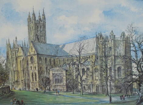 After Charles Bone PRI ARCA (British 1926). Canterbury Cathedral, signed lithograph, 40cm x 54cm.