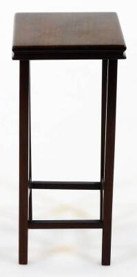 A Japanese hexagonal hardwood stand, with tapered splayed legs, 23cm high, and another square hardwood stand, mid 20thC, 19.8cm high. - 5