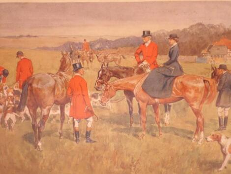 A pair of framed coloured hunting prints and others including Boston