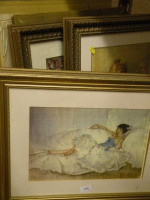 After William Russell Flint - seven framed coloured prints and