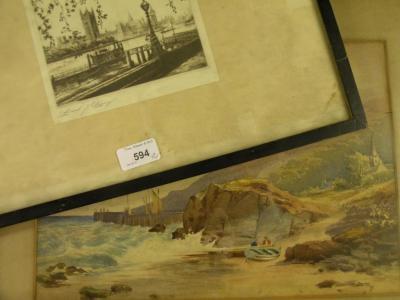 Oriental painting on silk - landscape and a framed sampler (2)<br