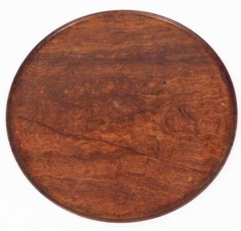 A 19thC mahogany tray top, one piece of circular form with moulded edge, 56cm diameter.