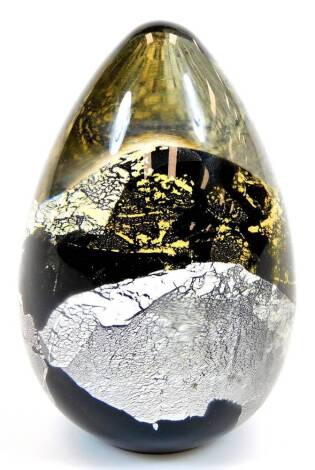 An Our Glass dump, in black gold and cream colours, signed and dated 2009, 14cm high.