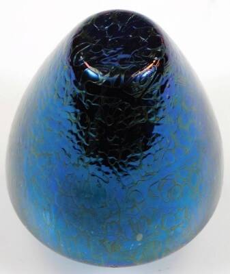 A Brierley Midnight Black shouldered vase, decorated in an opalescent pattern, labelled beneath, 10cm high. - 2