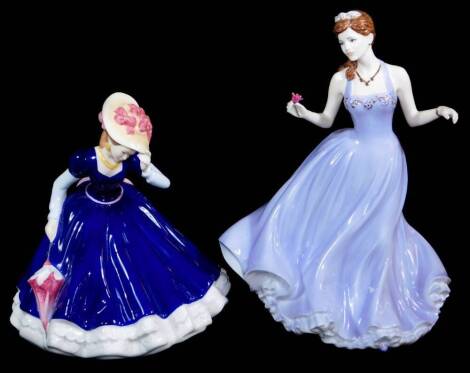 A Coalport True Love Figure, limited edition no. 10358/12500, 24cm high and a Royal Doulton Pretty Ladies figure Mary, printed marks beneath. (2)