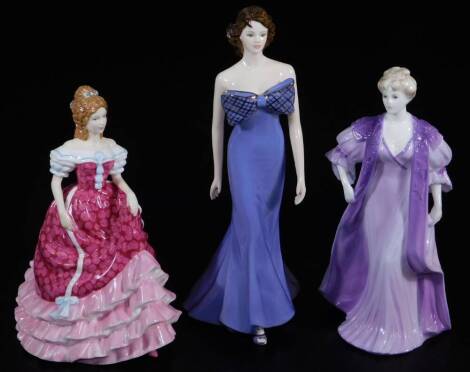 A Coalport figure Helen, limited edition no. 4242/12500, 23cm high, Coalport Chantilly Lace figure Chloe and Royal Doulton Pretty Ladies Sweet Sixteen, printed marks beneath. (3)