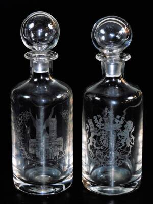 Various advertising decanters, etc., to include a Westminster Abbey example, of shouldered circular form with orb stopper, two vacant cognac L'or Martell presentation cases with vacant decanters, collection of other decanters, boxed wine funnel, commemora - 6