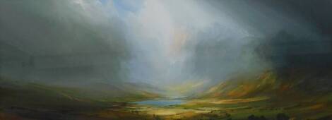 James Naughton (fl. 2010). Cloud Rolls, acrylic, signed and dated, 30cm x 78cm