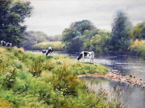 Joe Hush (b.1951). River Eden, acrylic, signed, 26cm x 36cm.