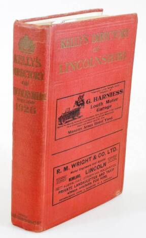 A Kelly's Directory Of Lincolnshire 1926, in pressed red stenciled boards.