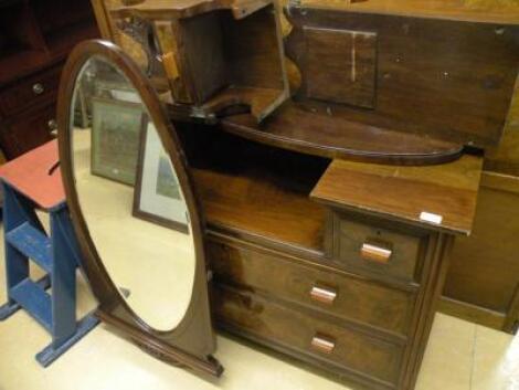 An Edwardian walnut dressing chest