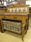 A Victorian and marble topped walnut washstand and a linen basket