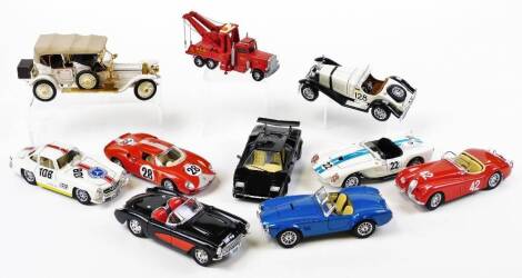 Various Burago 1/24 scale cars, to include Mercedes Benz 300SL, Lamborghini Countach, 18cm wide, various others similar, etc. (a quantity)