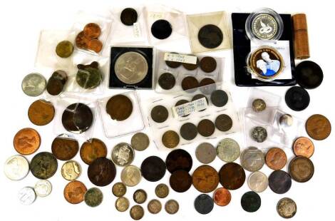 Various coins, to include hammered coins, George III penny, low denomination, some cased examples, etc. (a quantity)