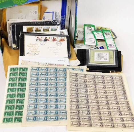 Various stamps philately and related items, First day covers, include 1980 stamp sets, first issue stamps, covers, Falkland Islands 1946 mint sheets, numbered 4024, etc., various other related items. (a quantity)