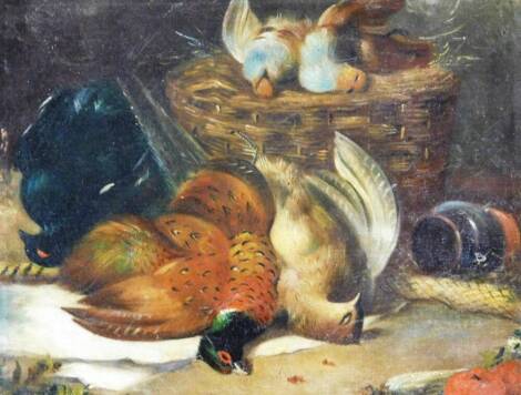 19thC English School. Still life, dead game, pheasants, oil on canvas, unsigned, 30cm x 37cm.