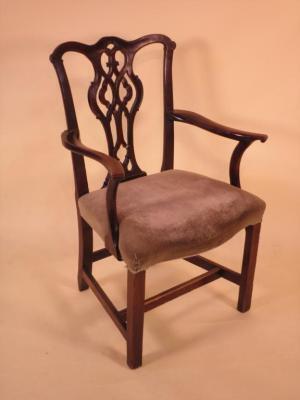 A pair of 19thC mahogany carver chairs