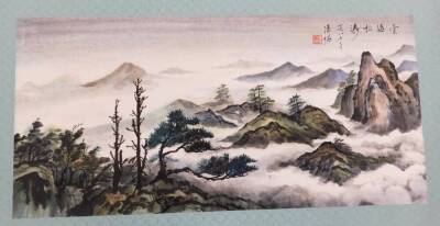 A Chinese picture. Flowers, wash, with seal marks, on paper, on a material ground, 58cm x 30cm, and various others. (a quantity) - 7