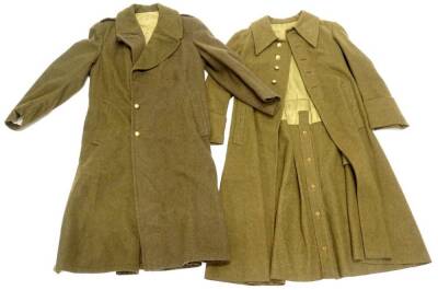 A WWII style green coat, and another similar. (2)
