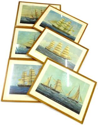 A set of five Spanish maritime prints, each depicting sailing ships etc., printed in Barcelona (6).