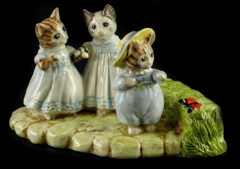 A Beswick ware figure group, from the annual collectors tableau Mittens, Tom Kitten and Moppet, boxed.