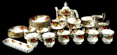 A Royal Albert Old Country Roses pattern part tea service, to include teapot and cover.