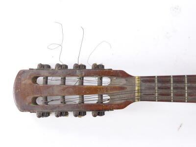 An early 20thC Neapolitan mandolin, teardrop form inlaid in mother of pearl, with butterflies, flowers, etc., 58cm long. - 2