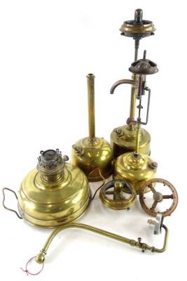 Various paraffin lamps, to include American examples, an oil lamp, etc.