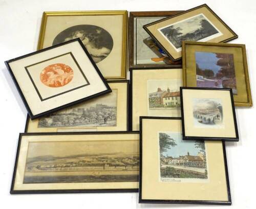 After Llwyd Roberts. Old Eltham and Ancient Eltham, colour prints, a pair, and various 19thC and later prints.