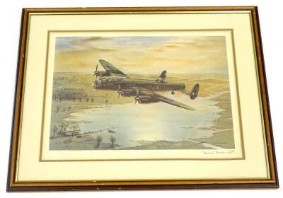 After David Bosanquet. A RAF Bomber, artist signed coloured print, 37cm x 49cm.