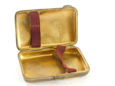 An Edwardian small rectangular silver cigarette case, of plain form with a gilt interior, Birmingham 1903, 2oz. - 2