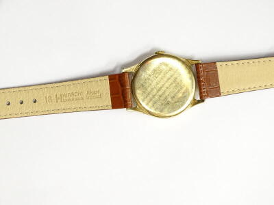 An Omega 9ct gold gentleman's wristwatch, with plain batons and leather strap. - 3