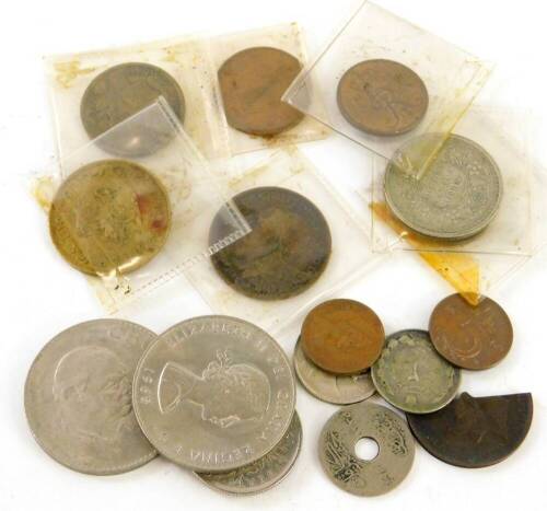 A quantity of nickel silver and other coins, etc.