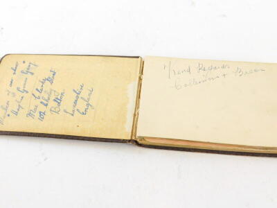 An early to mid 20thC autograph book, to include Jack Daly, Harry Koris, Mr Lovejoy, Leslie Holmes, Sally Griffiths, other musicians or stars of stage and screen etc., Hughie Green, Gloria Gaye, Butlins camp autographs, etc. (a quantity). - 3