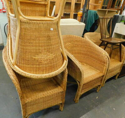 A collection of furniture, to include four wicker tub chairs, stick back chair, etc. (a quantity)