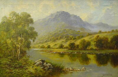 Charles Leader (19thC/20thC). River landscapes, oil on canvas, signed, 39.4cm x 59.5cm, a pair.