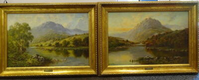 Charles Leader (19thC/20thC). River landscapes, oil on canvas, signed, 39.4cm x 59.5cm, a pair. - 2