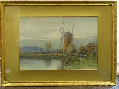 J. West (19thC). Eventide near Burton Broads, watercolour, signed and titled, 36cm x 53cm. - 2