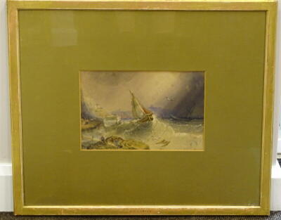 Henry Barlow Carter (1803-1867). Floundering ships near a coastline, watercolour, 19cm x 28.5cm. - 2