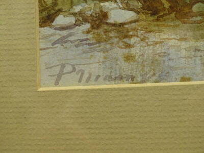 Paul Marny (1829-1914). Continental study, watercolour, signed and titled verso, 18cm x 29.5cm. - 3