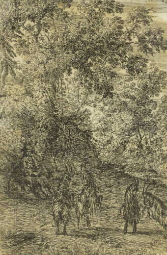 Claude Lorraine (1600-1682). Goats and Goatherd, etching, titled on mount, 19.5cm x 13cm.